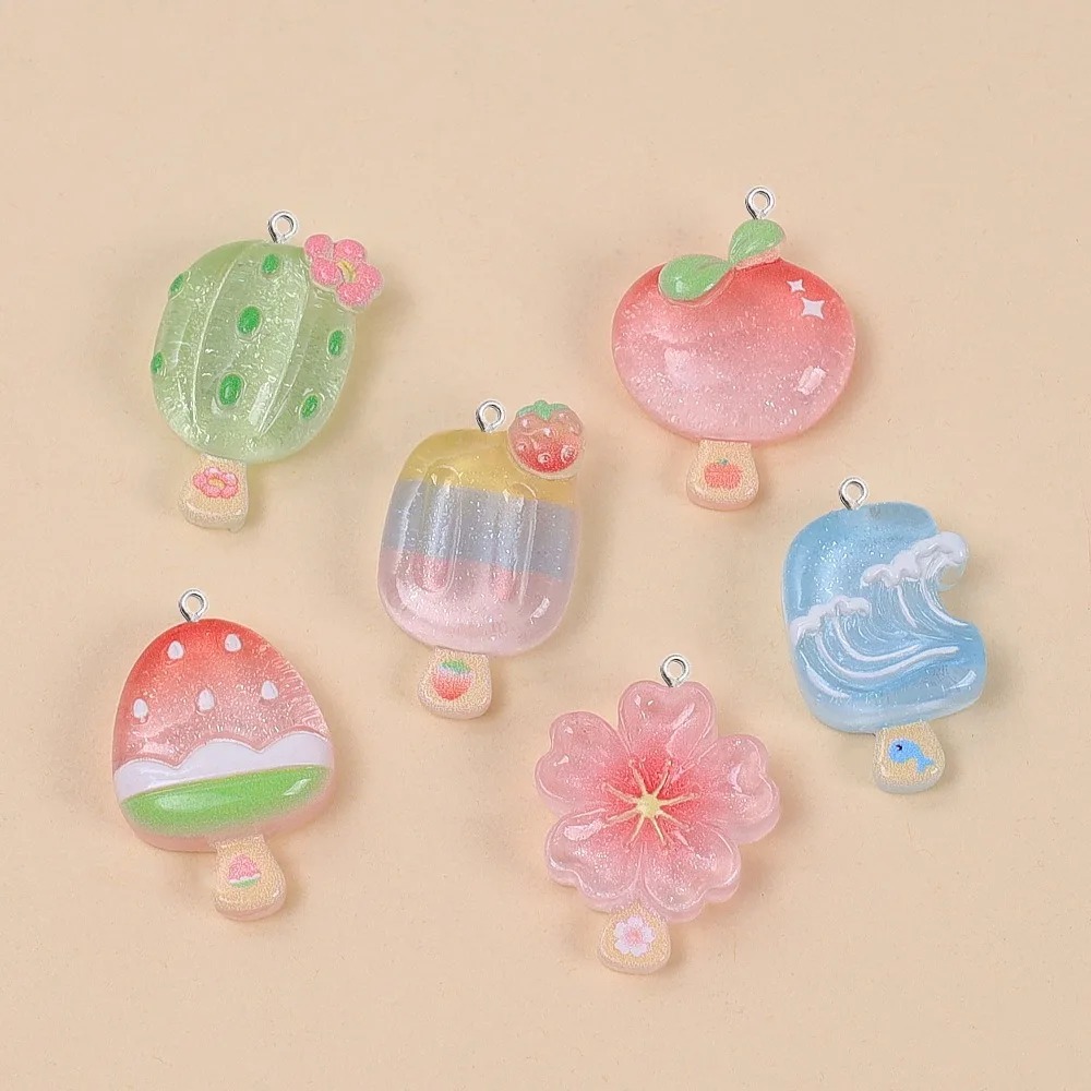 Resin Craft Material - 10Pcs Kawaii Summer Popsicle Resin Pendants