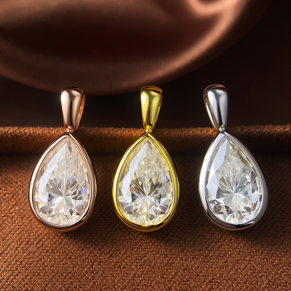 BXINY 3CT Bezel Set Pear Cut M - огляд і ціна Bezels Set Pendant
